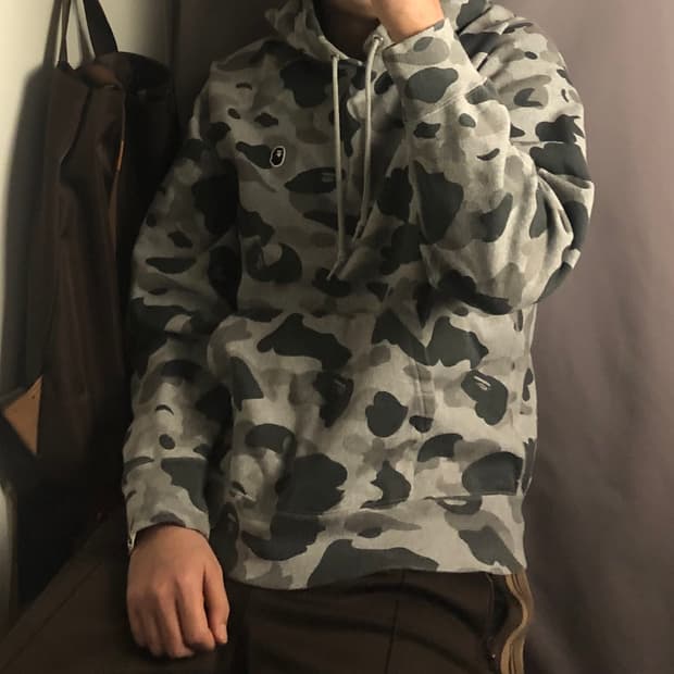 베이프 카모 후드 헤더그레이