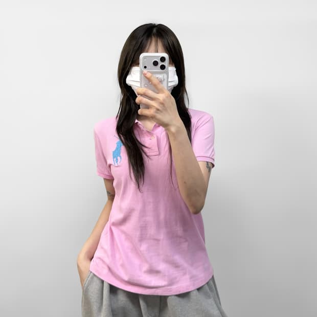 폴로 랄프로렌 빅 포니 자수 카라티 핑크
