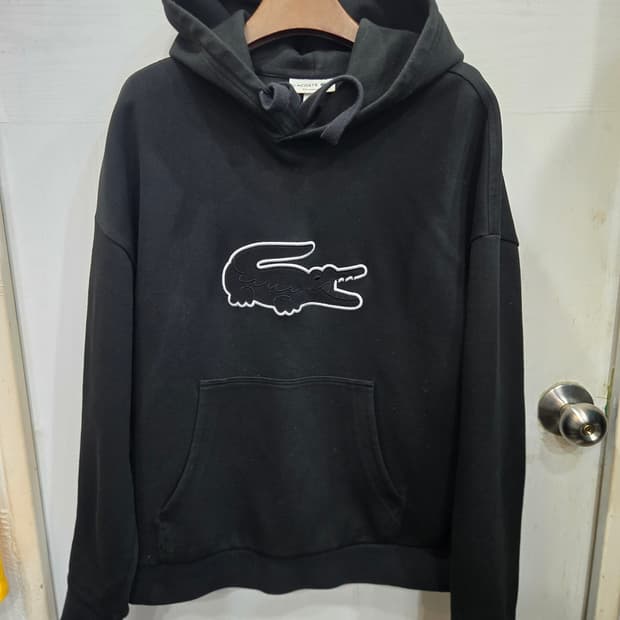(사이즈FR 3, US S) LACOSTE 라코스테 올블랙 후드티셔츠!