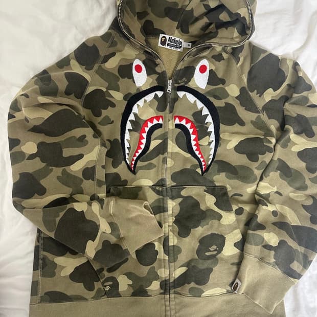 베이프 카모 샤크 후드집업 녹계 카키 