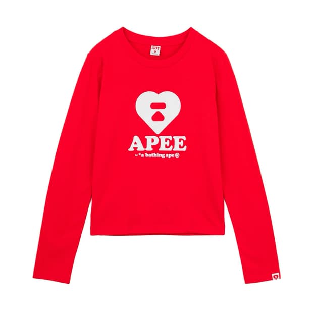 (오더) 베이프 APEE 여성 하트 로고 티셔츠 레드 RED