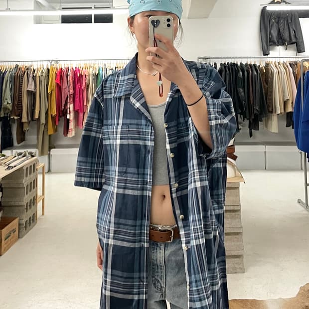 DICKIES madras check open collar shirts