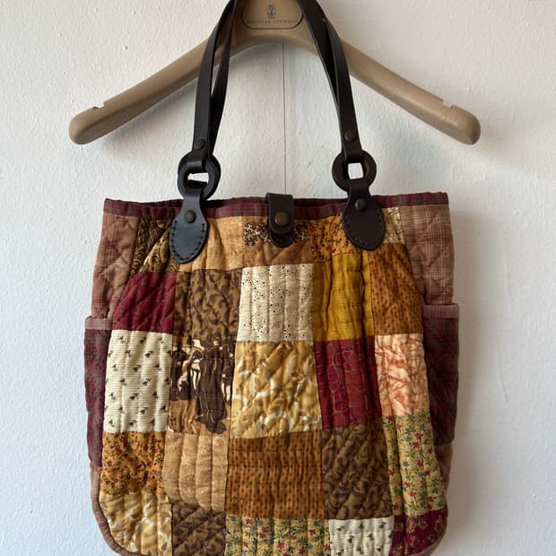 일본수입 핸드메이드 여성 퀼팅뫁브 숄더백 토트백