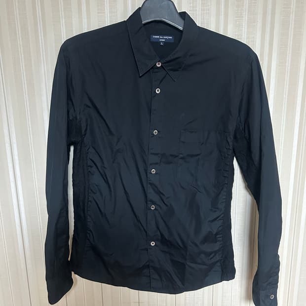 [L] 꼼데가르송 옴므 니트블럭 셔츠 블랙