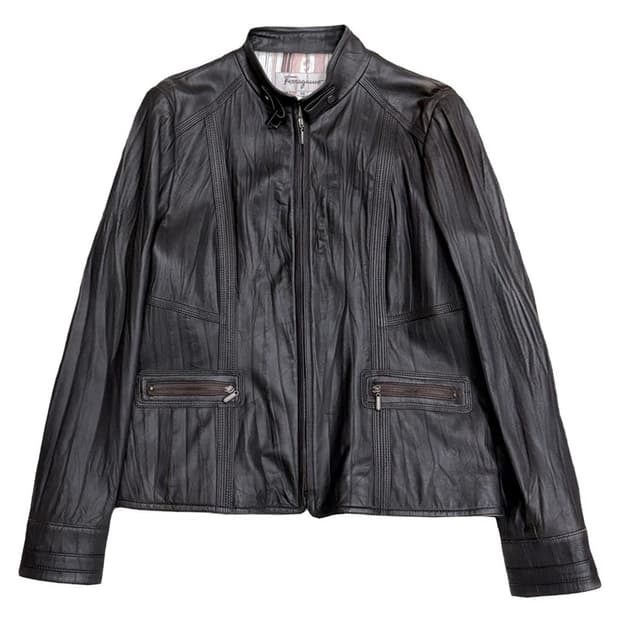 SALVATORE FERRAGAMO 윙클 레더 자켓 46