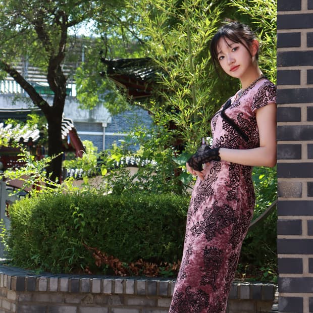 오리엔탈 차이나 동양풍 로맨틱고딕 벨벳 치파오