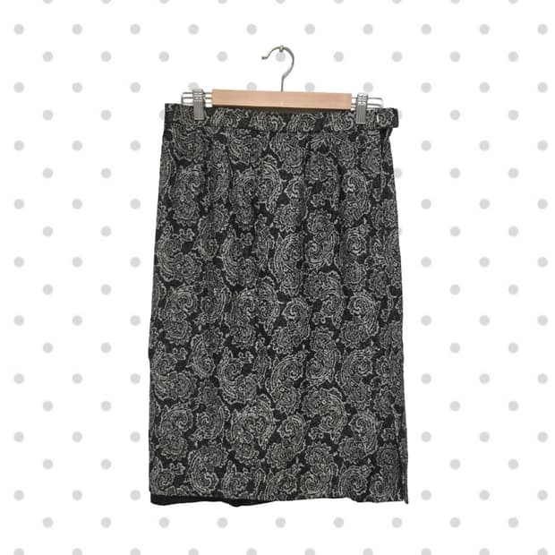 vintage paisley midi skirt black