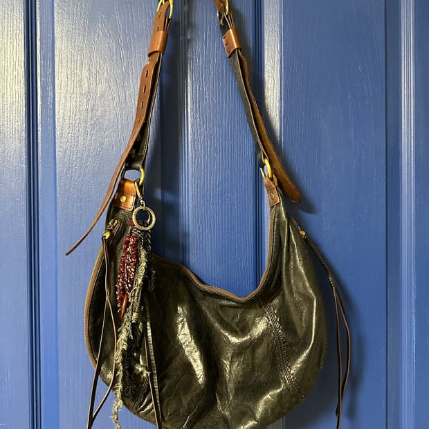 빈티지 레더 웨스턴 호보백