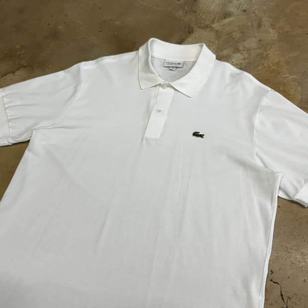 XL 라코스테 클래식 핏 화이트 카라 반팔티