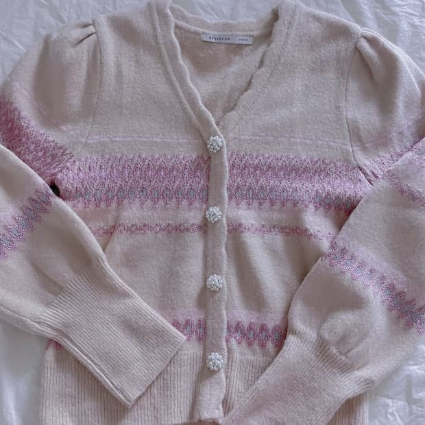 레니본 니트 가디건 새상품 