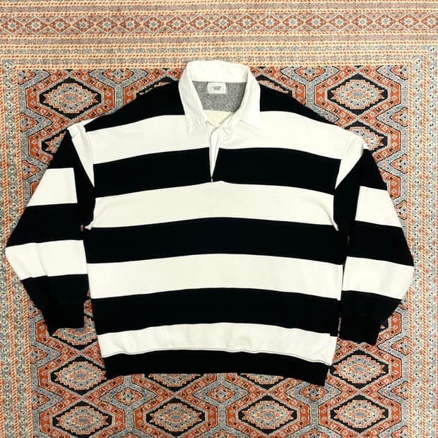 랩스튜디오 단가라 스트라이프 오버핏 카라 맨투맨 남성XL