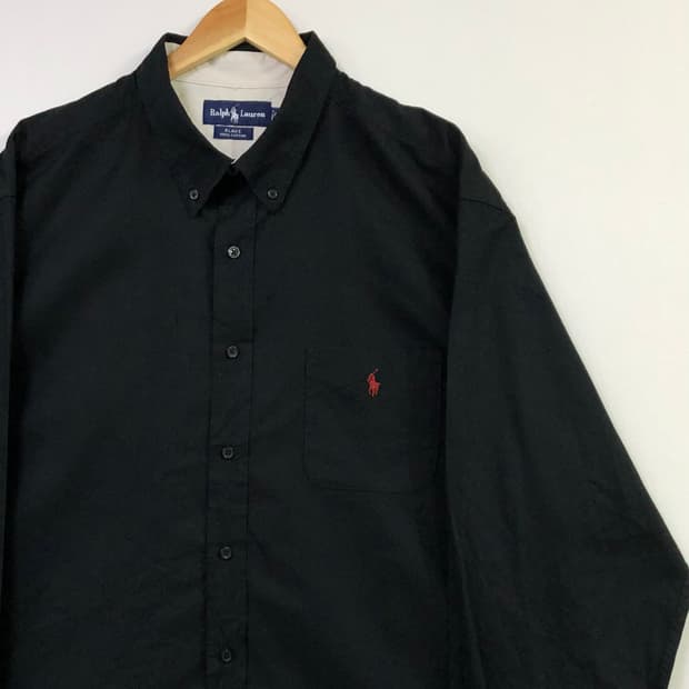 Xxl 폴로 블랙 솔리드코튼 셔츠