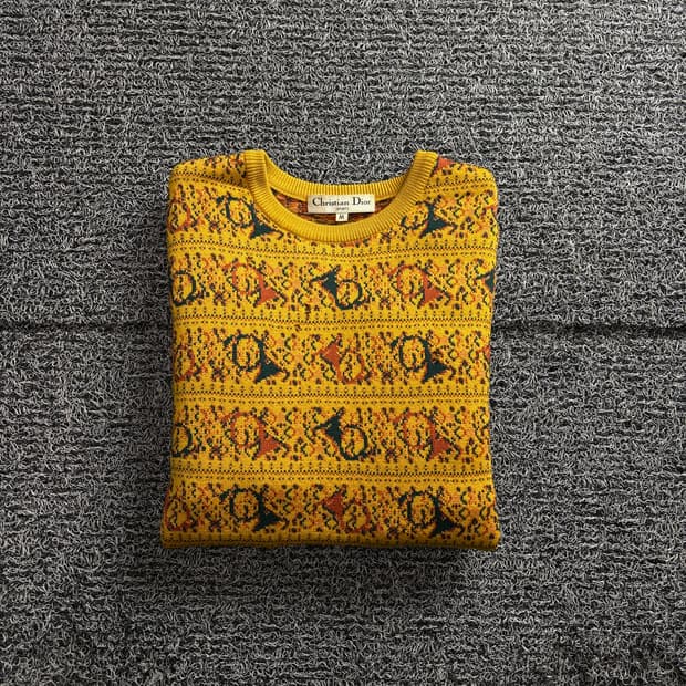 90s 크리스찬 디올 아카이브 자카드 패턴 울니트 3558