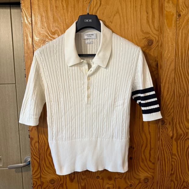 톰브라운 23 S/S 4바 니트 반팔 폴로셔츠