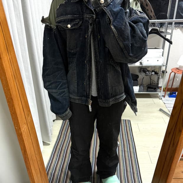 미하라야스히로 레이어드 봄버 데님 자켓