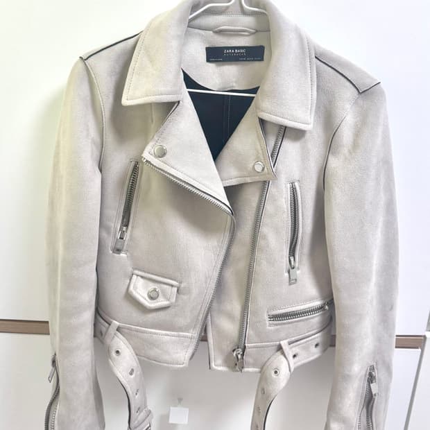 자라 아이보리 스웨이드 라이더 자켓 XS