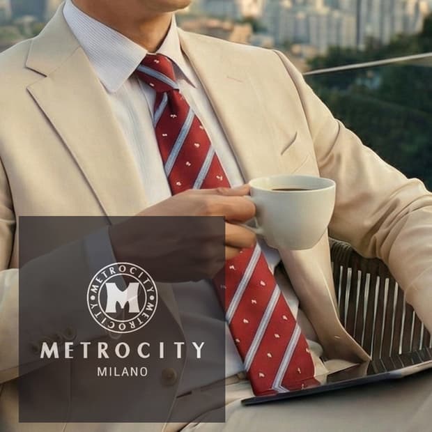 메트로시티 실크 레드 자수 패턴 넥타이 8cm A+등급 A19651