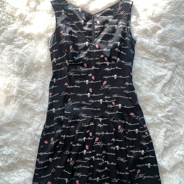 히스테릭 글래머 아카이브 스컬 X 버터플라이 올오버 프린트 플리츠 원피스