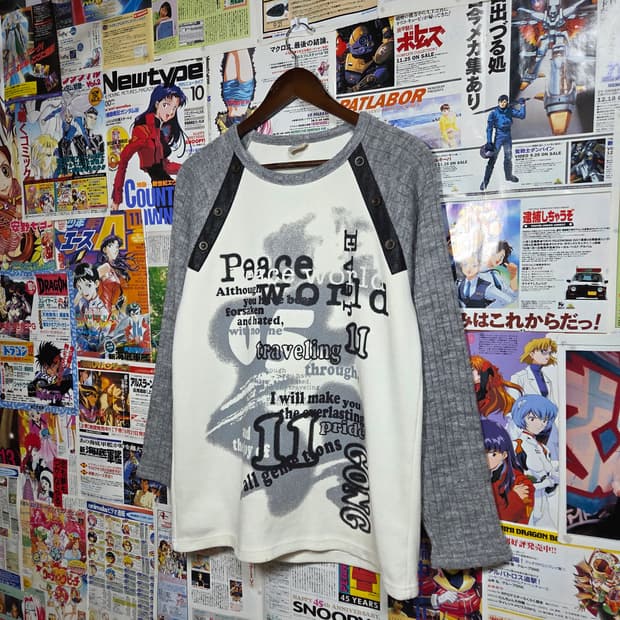 빈티지 펑크 레터링 나그랑 롱슬리브