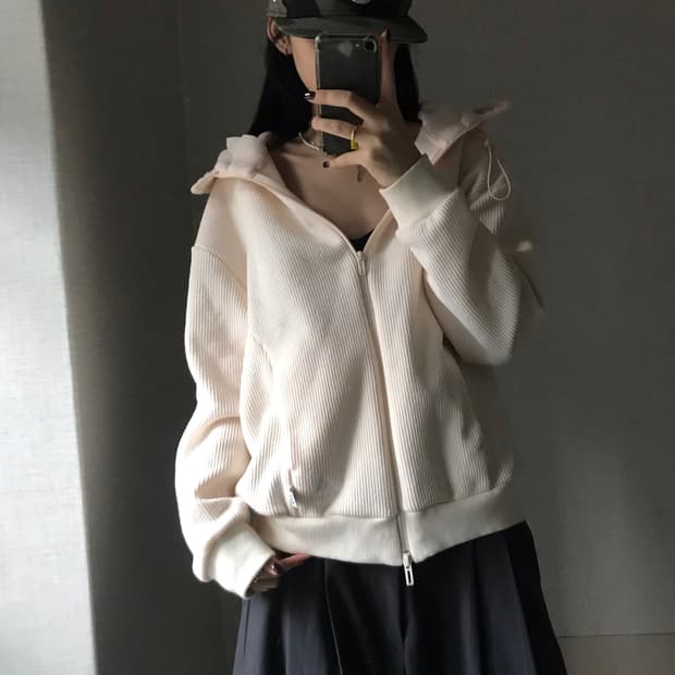 아디다스 아이보리 투웨이 니트집업
