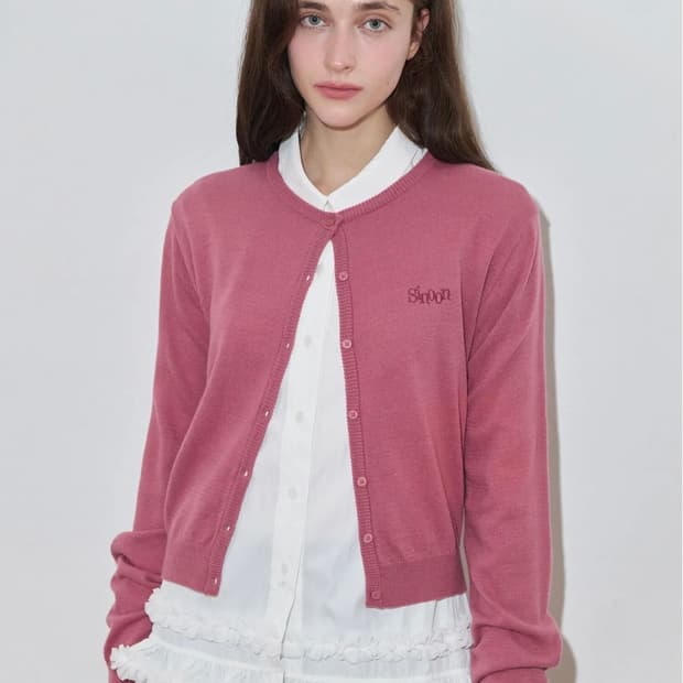 시눈 로고 가디건 로즈