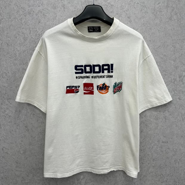 105 드링크 자수 남자 헤비코튼 반팔 티셔츠