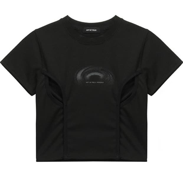 아트오브필드 컷아웃 크롭 티셔츠