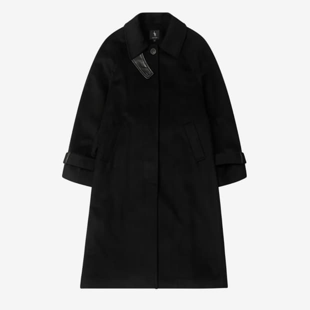 레더리 캐시미어 발마칸 로브 코트 블랙