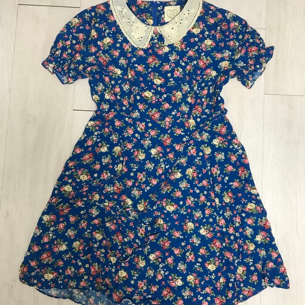 태향옷장 블루 레이스 꽃무늬 원피스 blue onepiece