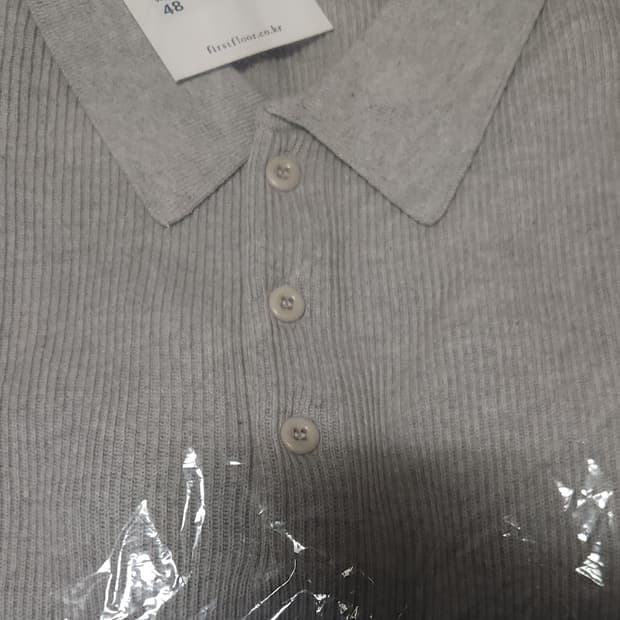 [48 새상품]퍼스트 플로어 코튼 립 폴로 반팔 셔츠 멜란지 그레이