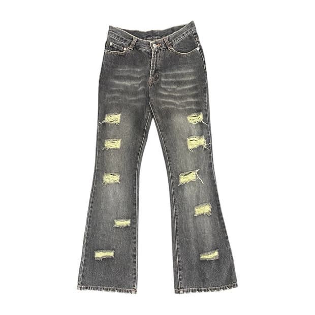 Japanese vtg 데미지 디테일 워싱 흑청 부츠컷 팬츠