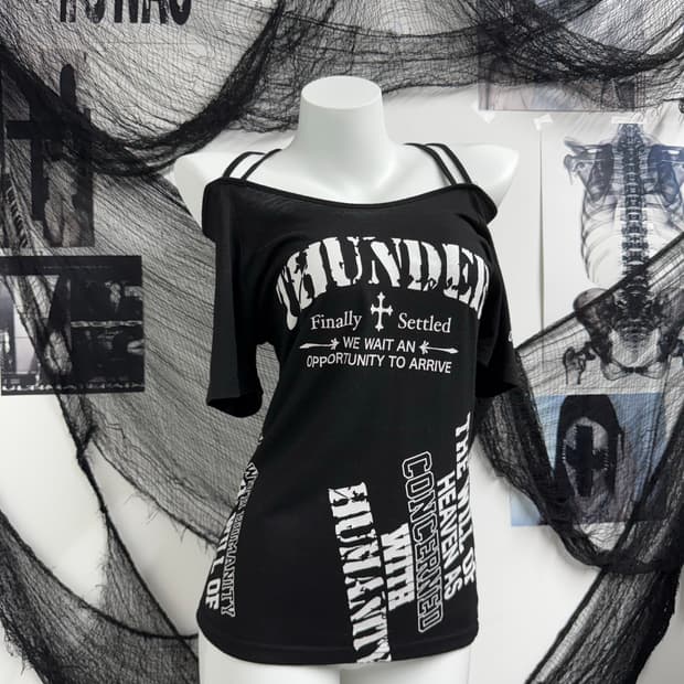 Punk mood off shoulder halfsleeve 