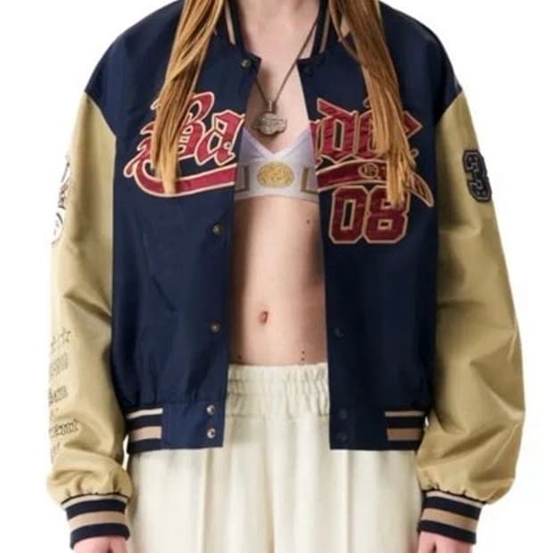 배디 베이스볼 바시티 자켓 m 카키