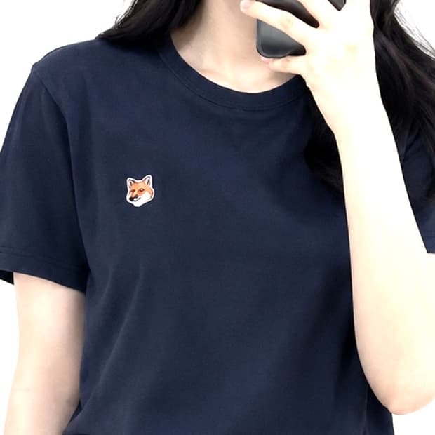 메종키츠네 로고 반팔 블랙