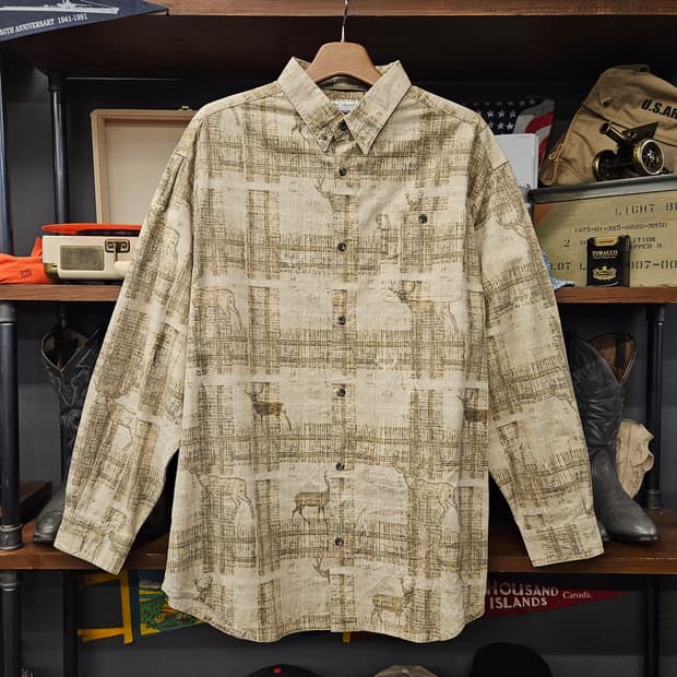 90s 콜롬비아 애니멀 실루엣 아웃도어 헌팅 리버 로지 셔츠 N1128