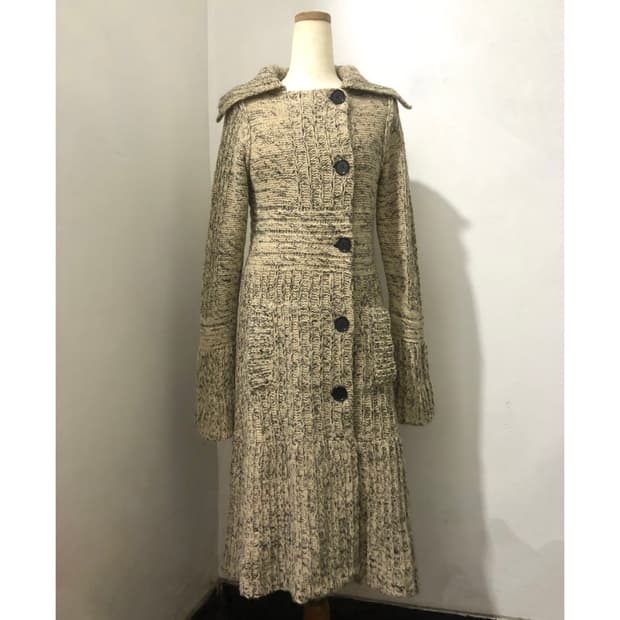 guinevere 울 캐시미어 단추 헤비 니트 롱가디건 코트 원피스