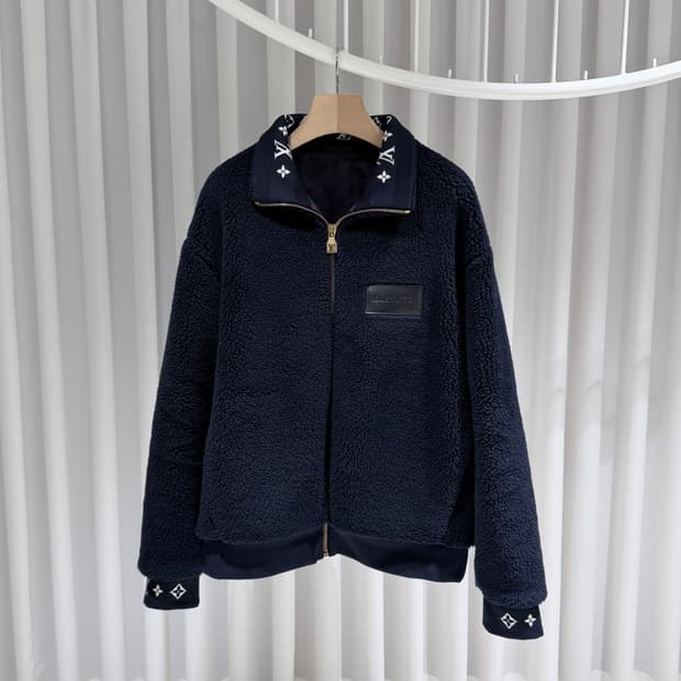 (S/XXL) / 루이비통 모노그램 레더패치 플리스 블루종 후리스 자켓