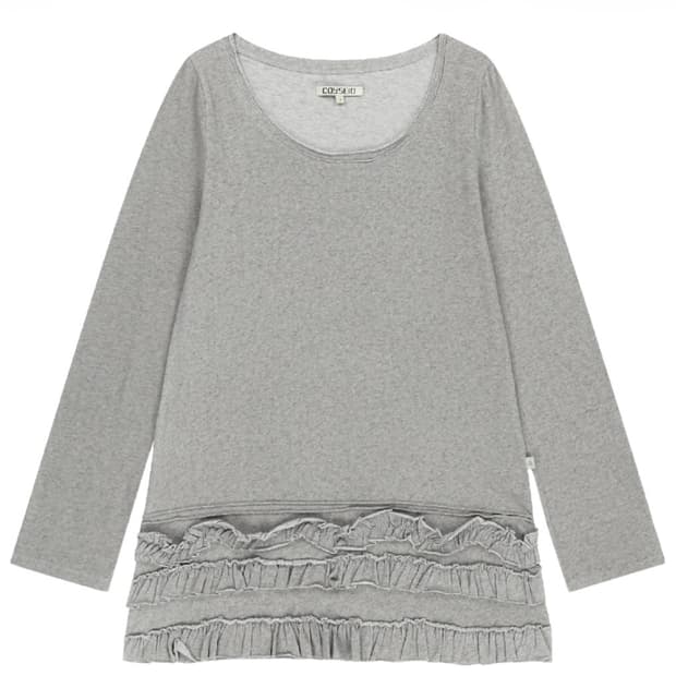 코이세이오 바텀 멀티플 드레스 그레이 + 두두 퍼프 블라우스 브라운