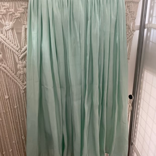 민트 플리츠 쉬폰 밴딩 스커트