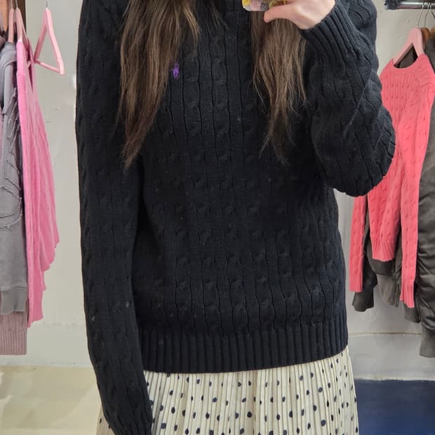 PRL 폴로 랄프로렌 라운드넥 꽈배기 니트