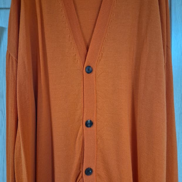 우영미 남성 울 가디건 오렌지 50