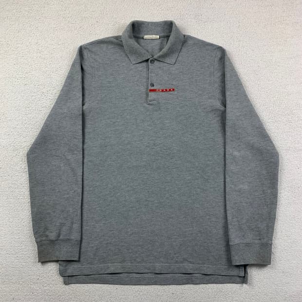 프라다 스포츠 아카이브 빈티지 롱슬리브 카라티 그레이