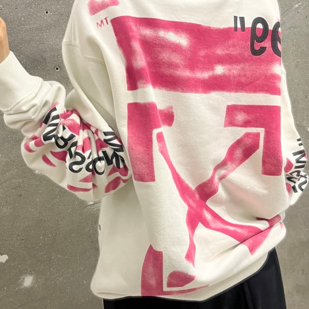 Off White 오프화이트 화이트 스탠실 애로우 맨투맨