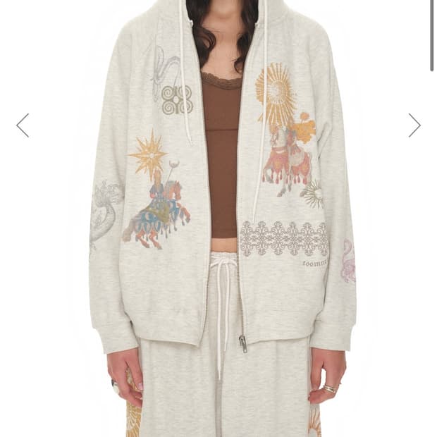 투머치택스 타로 와플 후드집업 아이보리