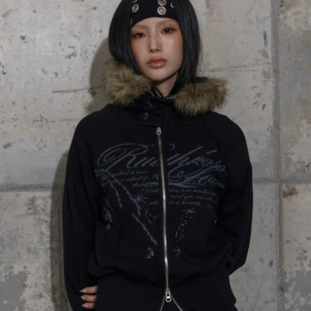 팬시클럽 퍼 후드집업