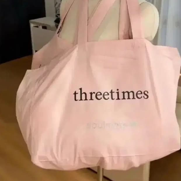 쓰리타임즈 팝업 에코백