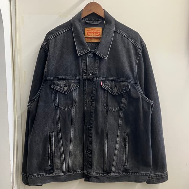 N143 2XL 리바이스 흑청 블랙 데님 트러커 청자켓