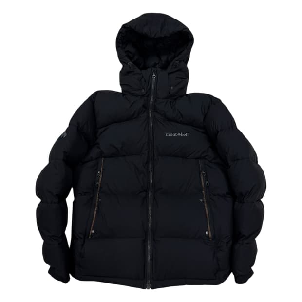 몽벨 700필 헤비 윈드블럭 나일론 다운 후드 패딩 자켓 블랙 2XL