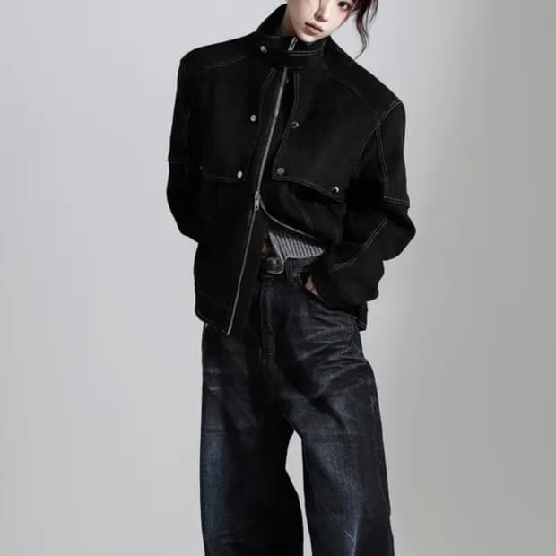 빈티지 스티치 스웨이드 자켓