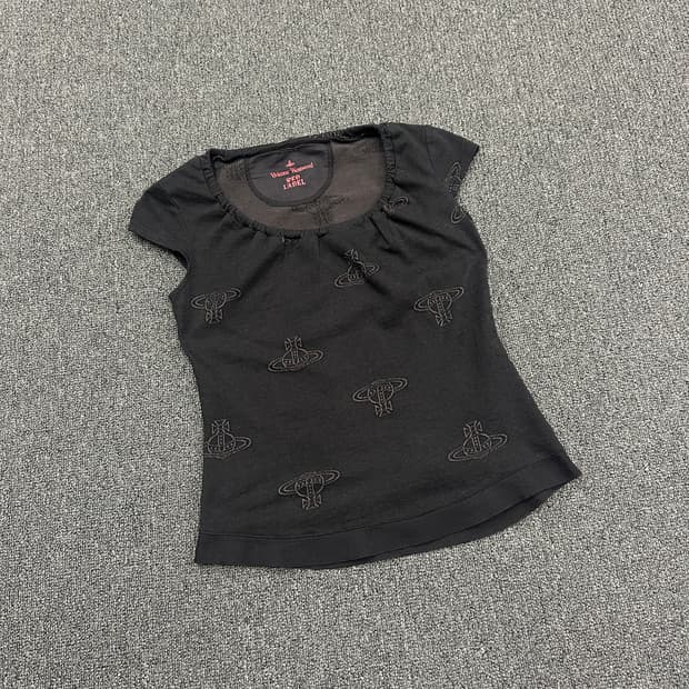 1 size)비비안 웨스트우드 로고 패턴 블라우스 반팔티셔츠